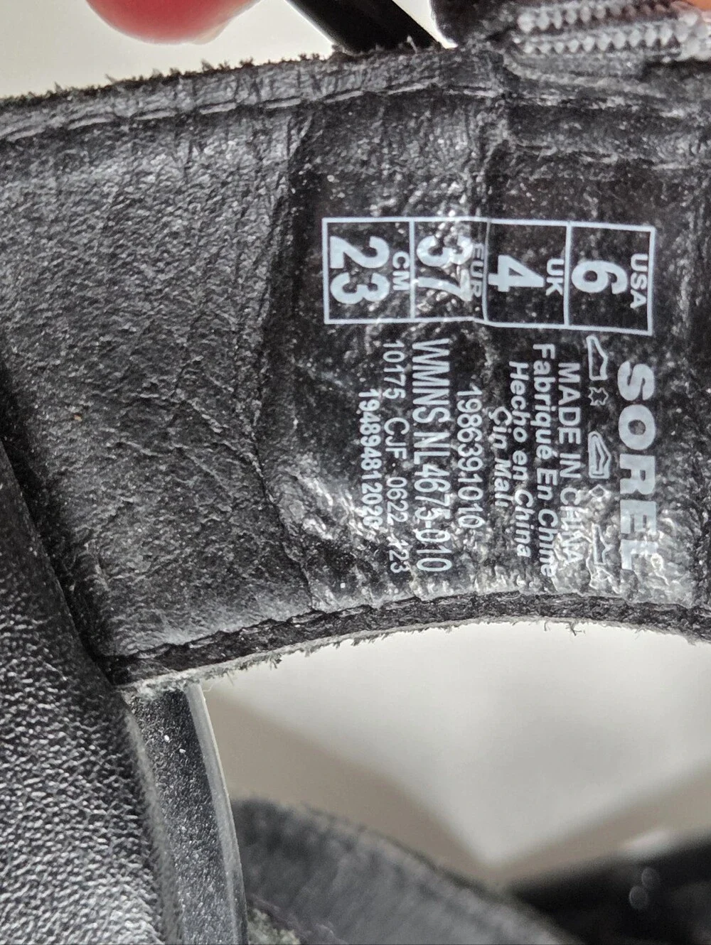 Sorel Women's Joanie III Ankle Strap Wedge Sandal Size 6 Black ￼